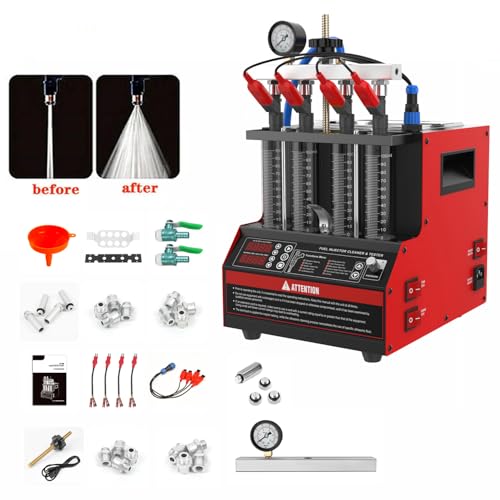 CT160 Fuel Injector Cleaner & Tester, 4-Cylinder Ultrasonic Cleaning Machine with Heating & 11 Test Modes for Cars Motorcycles - 110V/220V - color: Red