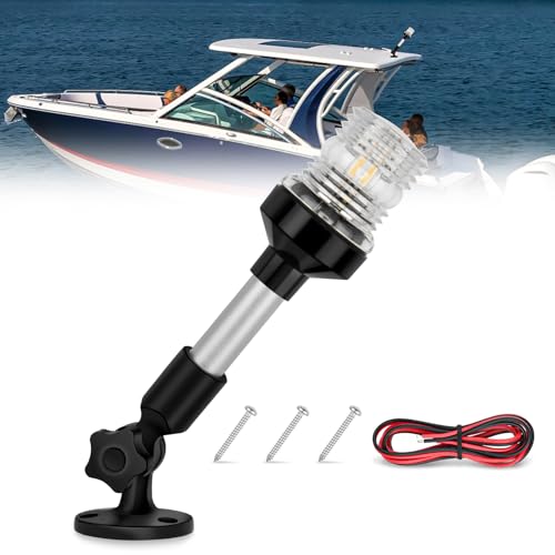 Nilight Marine Boat Stern Light 9Inch White Fold Down Anchor Lights 12V 24V Waterproof 360° Lighting Navigation Lamp for Fishing Sailboat Yacht Pontoon Speedboat Dinghy - color: 9Inch Boat Stern Light
