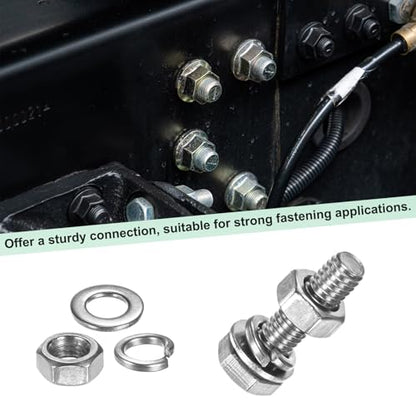 M METERXITY 4-Pack Hex Head Screw Bolt with Nuts Flat & Lock Washers M6x22mm Stainless Steel Bolts and Nuts Kit Fully Threaded Metric Bolt Assortment for Equipment/Machinery - size: M6 x 22mm