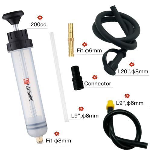 Automotive Fluid Extractor Pump,Oil Change Syringe with Long Hose,Syringe Style Pump for Power Steering Transmission Gear Oil & Brake Fluid Changes, Hand Vacuum Pump 200CC/200ML-3 ProType