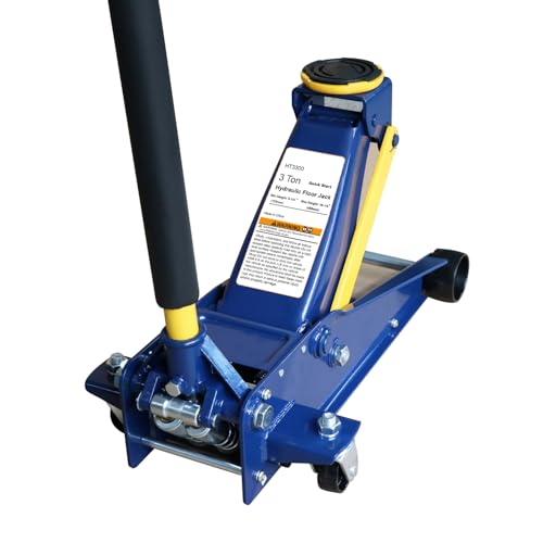 Eisen Heavy duty 3 Ton Floor Jack For All Terrain Vehicle Low Profile Hydraulic Jack, Steel Service Jack Quick Rise With Double Pump Quick Lift | Wide Lifting Range| Swivel Saddle| Rear Casters| Stable Support| Blue Finish