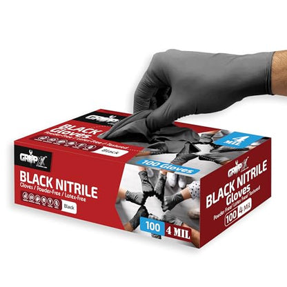 London Labs Black Nitrile Gloves Disposable Latex Free & Powder Free, 4 Mil Rubber Glove, Cleaning, Cooking, Mechanic(XS-XXL) - size: Small, style: 100 Count