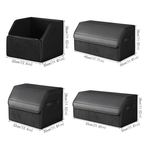 car organizers and storage for SUV,trunk organizer for sedan, leather foldable sleek box with lid,collapsible cargo bins, tool accessories containers,Collapsible Suede velvet (22 inch Covered) - size: 22 inch Covered