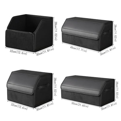 car organizers and storage for SUV,trunk organizer for sedan, leather foldable sleek box with lid,collapsible cargo bins, tool accessories containers,Collapsible Suede velvet (22 inch Covered) - size: 22 inch Covered
