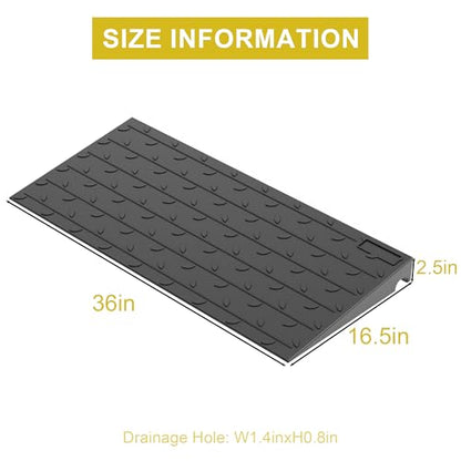 OrangeStar Heavy Duty 2.5" Rise Rubber Threshold Ramp | Wheelchair & Scooter Ramp with Cord Channel, Non-Slip Angled Entry for Doorways, Steps & Garages (Black, 36" Length) - size: 2.5in