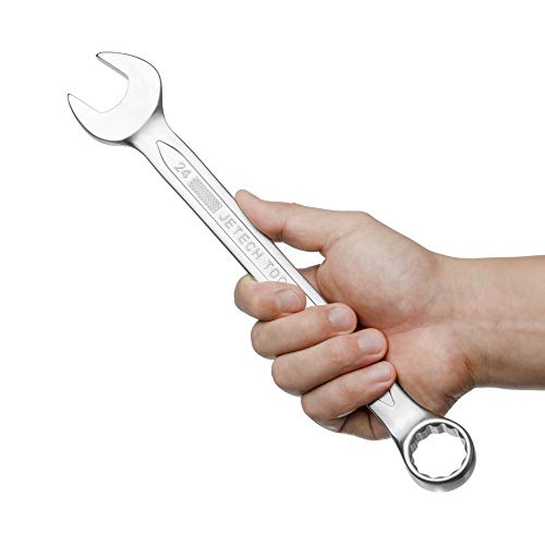 Jetech 9-Piece Metric Ratcheting Combination Wrench Set, 72-Tooth Gear, 12-Point Box End, 8mm-24mm, Forged Chrome Vanadium Steel, Roll-Up Pouch Included