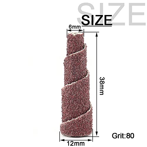 SI FANG 1-1/2 inch Cone Mini Sanding Engine Port and Polish Kit, 80 Grit Aluminum Oxide Spiral Rolls Full Taper, Porting and Polishing Set Sandpaper Sanding Abrasive for Flash Removal (5 Pack) - style: 80# 1-1/2''(Cone)
