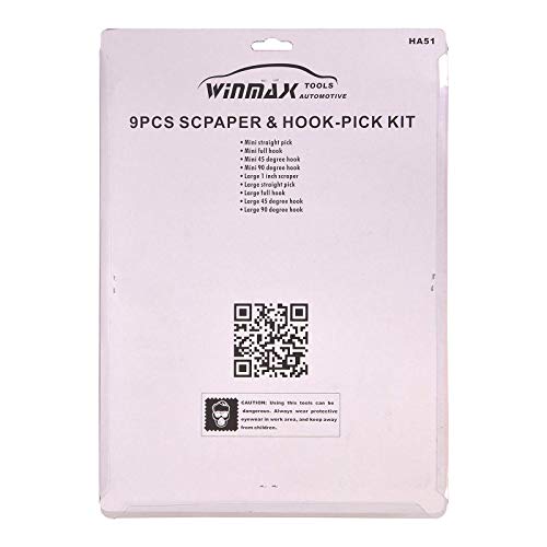 WINTOOLS 9-Piece Scraper Hook and Pick Tool Set Car Removal Tool O Rings Seals Rubber