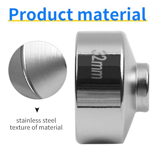 1 Pcs Silvery 32mm Oil Filter Socket Wrench,3/8 Inches Oil Filter Removal Tool Compatible With Gm, Audi, Bmw, Polaris, Volkswagen, Vw, Saab, Pontiac