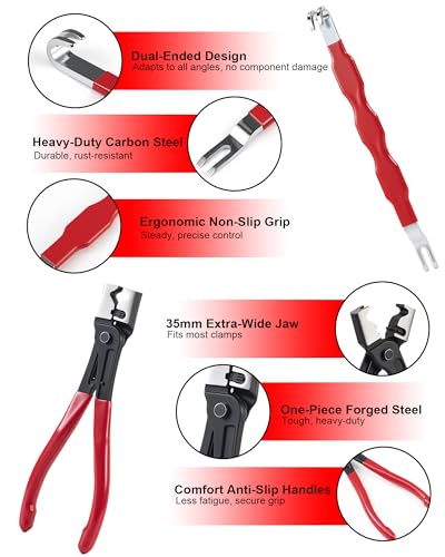 SKOCHE 7 Piece Electrical Disconnect Pliers with Terminal Pin Removal Tool Kit, Black Gloves, Automotive Electrical Plug Connector Disconnect Tool for Cars, Connector Separator and Hose Clamp Pliers