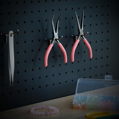 VISEMAN 6" Mini Needle Nose Pliers, 2PCS Pink Long Nose Pliers Set | with Comfort Handles for Handmade Craft - style: Pink (Straight + 45-Degree Bent)