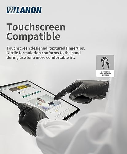 LANON 6-mil Black Nitrile Disposable Gloves, Food-Safe, Powder-Free, Heavy-Duty, Textured Fingertips, Latex-Free, XL - size: X-Large (Pack of 1000)