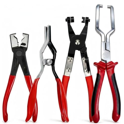 4Pcs Hose Clamp Pliers Set & Electrical Disconnect Pliers Automotive Kit | Professional removal tool kit to easily disconnect automotive coolant radiators, heaters, fuel filters, and relays