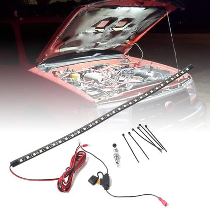 Under Hood LED Light Kit, Waterproof 12V 30LEDs Car LED Lights Bars Car Underhood Work Light Strip with Automatic On/Off -Universal Fits Any Vehicle (White, 52cm/20.47inch) - size: 52cm/20.47inch