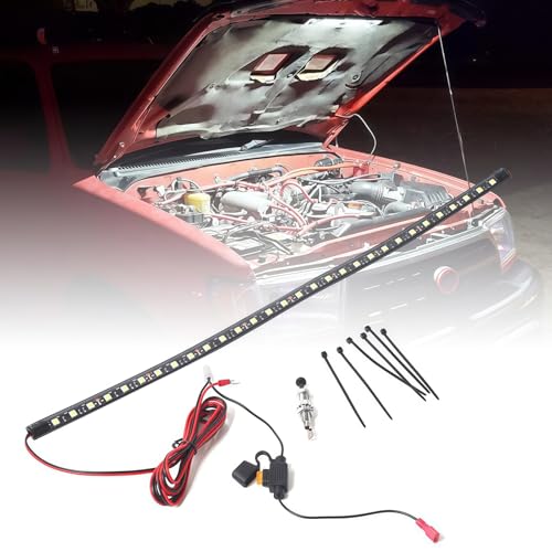 Under Hood LED Light Kit, Waterproof 12V 30LEDs Car LED Lights Bars Car Underhood Work Light Strip with Automatic On/Off -Universal Fits Any Vehicle (White, 52cm/20.47inch) - size: 52cm/20.47inch