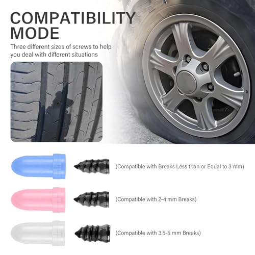 30PCS Tire Screw Plug Repair Kit,Self-Service Tire Repair Kit Includes 3 Sizes of Screw in Tires Plugs & Screwdriver for Quick Repairs,Professional Tires Repairs Rubber Nail (30PCS) - color: 30PCS