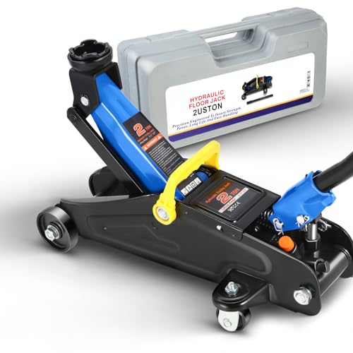Magshion Low Profile Hydraulic Floor Jack, 2 Ton (4000 lbs) Steel Trolley Service Jack with Safety Valve, Swivel Casters and Large Saddle for Garage, Car, and SUV Maintenance, Blue - color: Blue, size: 2 Ton