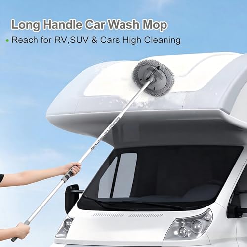 12Pcs Car Wash Kit, 62'' Car Wash Brush with Long Handle Microfiber Carwash Brush Mop Mitt Kit Car Car Washing Supplies Cleaning Kit for Cars RV SUV Truck Boat - color: Gray