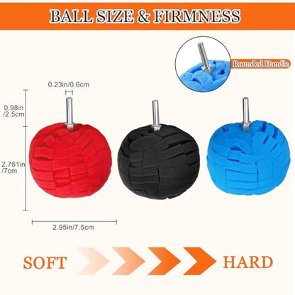 TSV 6PCS Car Wheel Polishing Kit, Foam Sponge Wheel Polishing Cone & Ball for Drill, Polisher and Buffer Tool for Car Care, Chrome, Rims and Metal