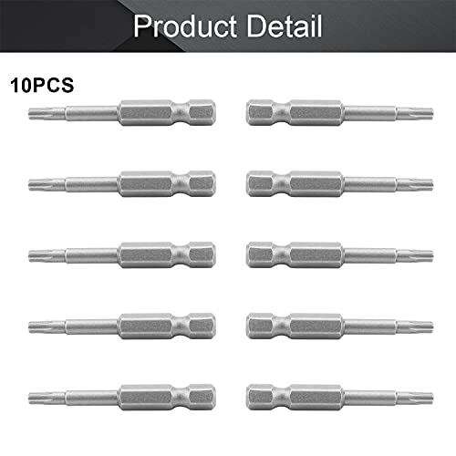 Utoolmart 10Pcs Torx Screwdriver Bits, T15 Magnetic with 1/4 Inch Hex Shank, S2 Steel Screwdriver Kit Tools for Repair Work, Length: 50mm - size: T15