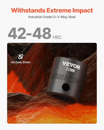 VEVOR 1/2" Drive Impact Socket Set 26-Piece, Metric (10-36mm) Sizes Standard Socket Set CR-V Material for High Durability Impact Wrench - style: 1/2" 26PCS