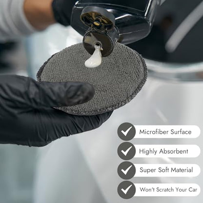 10 Pack Wax Applicator Pads Microfiber with Finger Pocket for Car Wax | 10-pack microfiber foam pads with finger pocket, Scratch-free waxing for cars & household, Machine washable & reusable - color: Gray