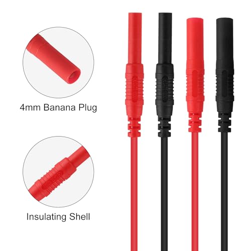 Meter Test Lead Extension Male to Female Connector Multimeter Test Lead 4mm Banana Plug to Jack Extensions Heavy Duty 14AWG Silicone Wires for Professional Electrical Testing - color: 1set male to female