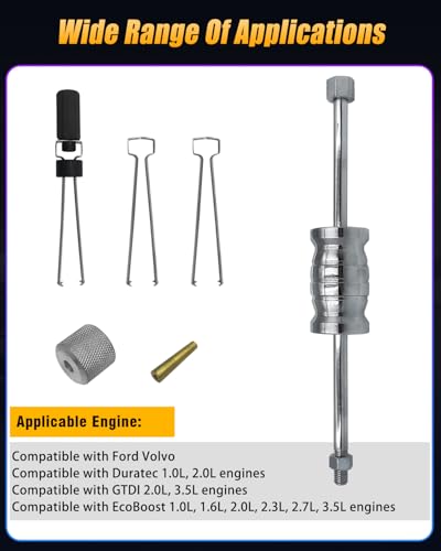 Fuel Injector Removal Tool Kit Compatible with Ford Volvo 1.0L 1.6L 2.0L 2.3L 2.7L 3.5L Engines, Fuel Injector Remover Slide Hammer Puller Set Replaces 9997410 310-206