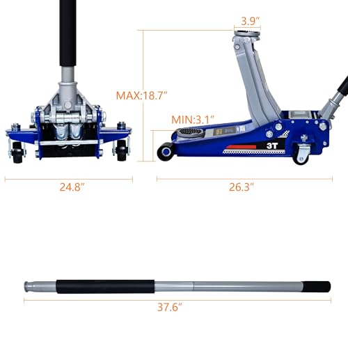 ZeHuoGe Heavy Duty Floor Jack, Steel Racing Floor Jack (Blue, 3 Ton Low-Position) - size: 3 Ton Low-Position