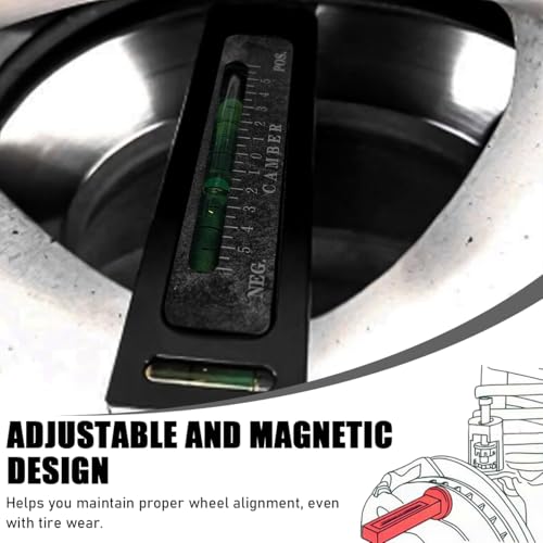 Ohleats Adjustable Magnetic Gauge Tool, Black | Camber Castor Strut Wheel Alignment Instrument, Automotive Magnetic Castor Tire Gauge, For Most Cars Trucks RVs - color: Black