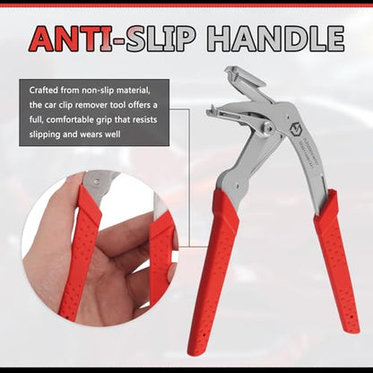 2026 Upgrade Spring-Loaded Car Clip Pliers,Stainless Steel Panel Clip Removal Pliers,Multi-Functional Car Clips Remover Tool for Removing Door Panel Trim Bumper Clips - color: Red