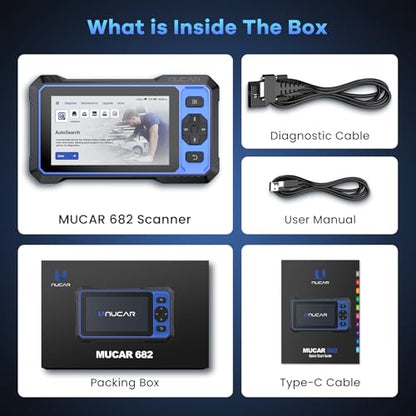 MUCAR 682 AI-Assisted OBD2 Scanner Bidirectional Scan Tool, Scanner for Car ALL System, OBD2 Scanner Diagnostic Tool with Active Test,Car Diagnostic Scanner with 20+ Reset,CAN FD & FCA SGW,Free Update
