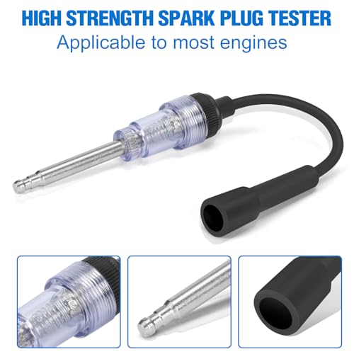 BETOOLL 15pcs Compression Tester with Spark Plug Tester & 14mm&16mm Magnetic Swivel Spark Plug Socket - 300PSI Engine Cylinder Compression Gauge Automotive Tool - size: Senior