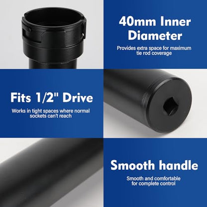 Yonligonju Inner Tie Rod Removal Tool, Master Inner Tie Rod Tool Set with 12 Crowfoot Adapters & 1/2 Inch Drive Tube for Tie Rods Remove & Install Suitable for Domestic & Import Cars(Blue)