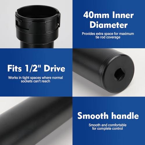 Inner Tie Rod Removal Tool, Master Inner Tie Rod Tool Set with 12 Crowfoot Adapters & 1/2 Inch Drive Tube for Tie Rods Remove & Install Suitable for Domestic & Import Cars