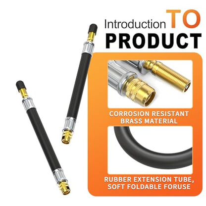 GASHER 5Pcs 5.9in Tire Valve Extenders, Valve Stem Extension with 45°/90°/ 135°Angles & Tire Inflator Hose Adapter - size: 150mm