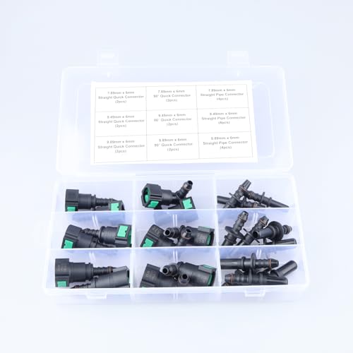 AC PERFORMANCE 24PCS Assorted Fuel Line Quick Connector Kit, SAE 7.89mm & 9.49mm & 9.89mm to 6mm - color: Quick Connector Kit, size: 24PCS - Assortment - 6mm