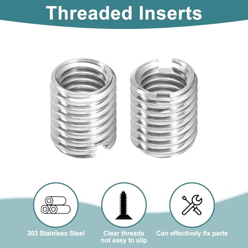 uxcell 10Pcs Threaded Inserts, M8-1.25x12 & M10-1.5x12 Stainless Steel 303 Screw Thread Sleeves Thread Repair Insert for Mechanical Equipment - size: M8-1.25x12 & M10-1.5x12mm