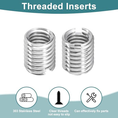 uxcell 10Pcs Threaded Inserts, M8-1.25x12 & M10-1.5x12 Stainless Steel 303 Screw Thread Sleeves Thread Repair Insert for Mechanical Equipment - size: M8-1.25x12 & M10-1.5x12mm