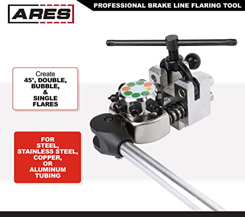 ARES 18012 - Professional Brake Line Flaring Tool - Use on Steel, Stainless Steel, Copper, and Aluminum Tubing - Includes Convenient Storage Case - size: Professional Brake Line Flaring Tool