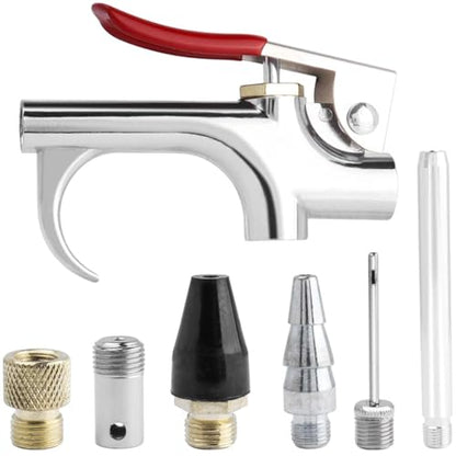 7PCS Air Compressor Accessories Kit, 1/4" NPT Quick Connect Air Tool Set for Compressor, Includes Blow Gun, Extension Nozzle, Rubber Tip, Inflation Needles & Adapter – Alloy Construction