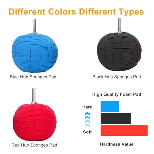 6PCS 3 Inch Shank Car Wheel Hub Polishing Sponge Pads Kit for Cleaning Buffing