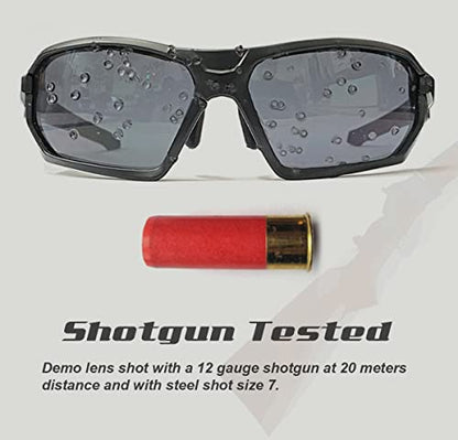 HTS HUNTERSKY Ballistic Tactical ANSI Z87.1+ Impact Protection Anti Fog Shooting Glasses Military Grade Airsoft Range - color: Black Clear