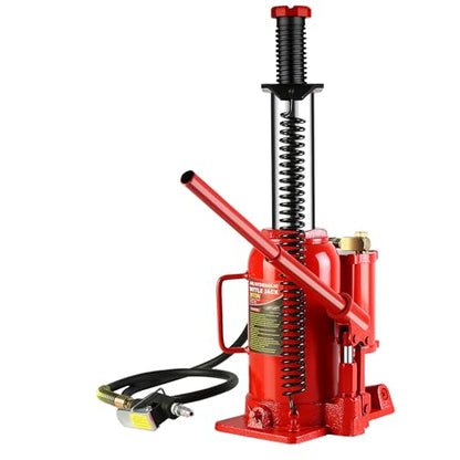 20 Ton Air Hydraulic Bottle Jack with Manual Hand Pump, Heavy Duty Auto Truck Travel Trailer Repair Lift for Pickup Truck, RV, Auto Repair, Industrial Engineering and Heavy Equipment (Red) - color: Red, size: 20 Ton