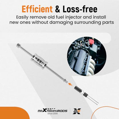 maXpeedingrods Fuel Injector Puller Remover Tool Kit Compatible with Ford Volvo 1.0L 1.5L 1.6L 1.8L 2.0L 2.3L 2.7L 3.5L Replace 310-206, 9997410 Fuel Injector Extractor Tool Slide Hammer Puller Set - style: for Ford & Volvo
