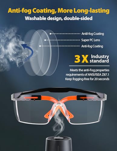 Safety Glasses 4 Pack Anti Fog, Clear Lens, ANSI Z87.1, UV Protection, Impact Resistant Protective Eyewear Over-spec for Work & Outdoor - color: Clear