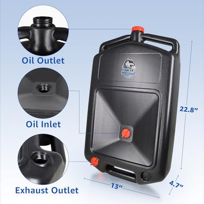 HKTE 2.6Gallon（10L） Oil Drain Pan, Heavy Duty Leak-Proof Low Profile HDPE Container with Wide Mouth Funnel & Reinforced Handles for Cars, SUVs & Trucks - color: 2.6 Gallon