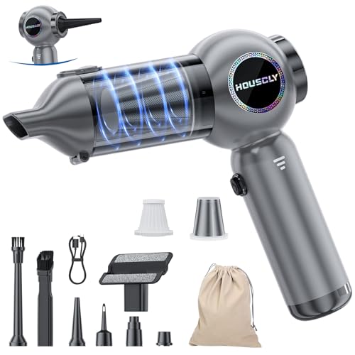 houscly Handheld Car Vacuum Portable Cordless 25000Pa High Power Small Mini Hand Vacuum Rechargeable 4-in-1 Wireless Handheld Vac for Car Office Desktop Home Cleaning Ideal Gifts for Men & Women - color: Grey Pro