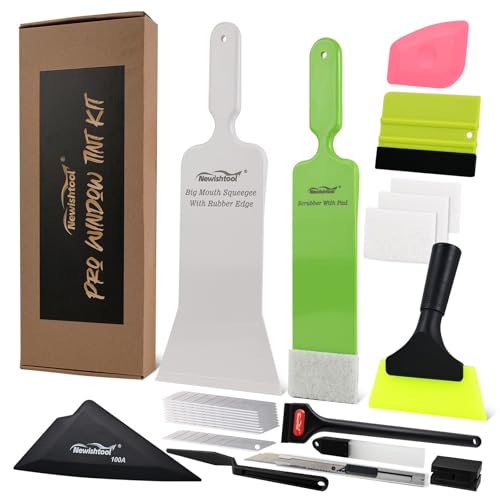 NEWISHTOOL Window Tint Tools Vinyl Wrap Tool Kit for Car Tinting Windshield Back Window Bulldozer Squeegee Scrubber Paddle Rubber for Wrapping PPF Film Installation Automotive Window Film Tinting Kit
