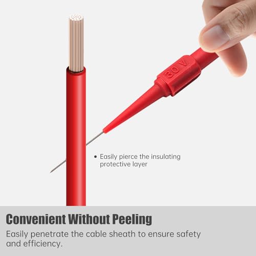 10 PCS Back Probe Pins Kit, 0.7mm Non-Destructive Insulation Wire Piercing Test Needle with 4mm Banana Socket for Car Electrical and Multimeter Testing